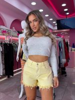Yellow jean shorts - Image 2